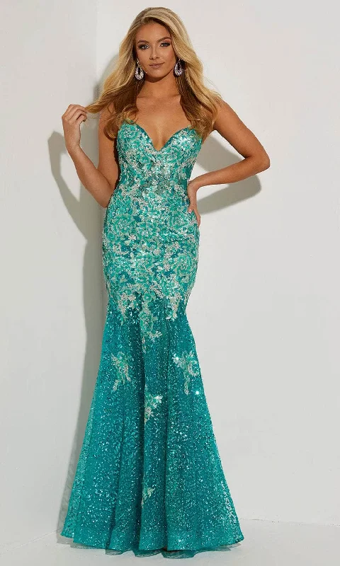 Jasz Couture 7420 - Strapless Sequin Trumpet Dress
