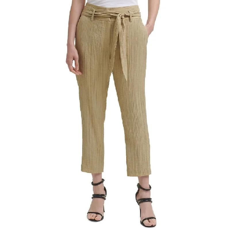 Dkny Women's Textured High Rise Pants Green Size 0