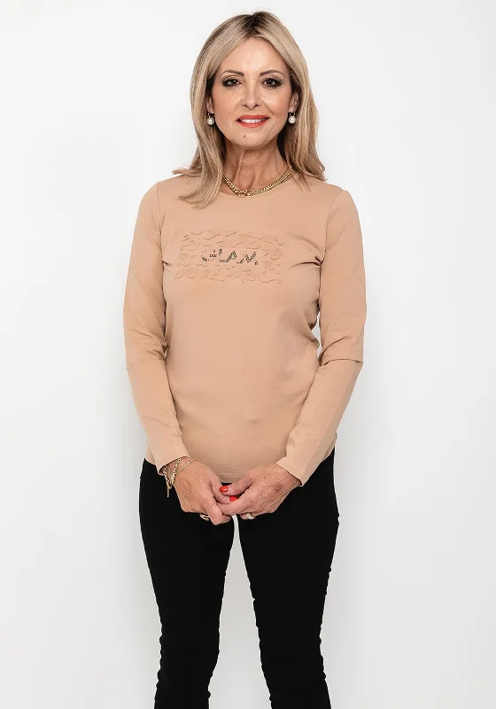 I’cona Glam Textured T-Shirt, Camel