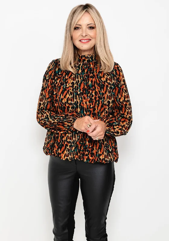 Seventy1 Elasticated Hem Chiffon Print Top, Rust Multi