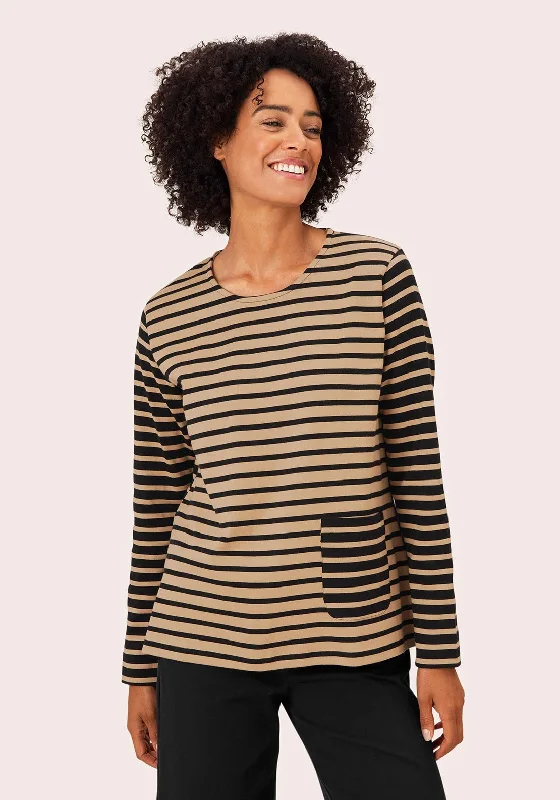 Masai Bernice Striped Jersey Top, Travertine