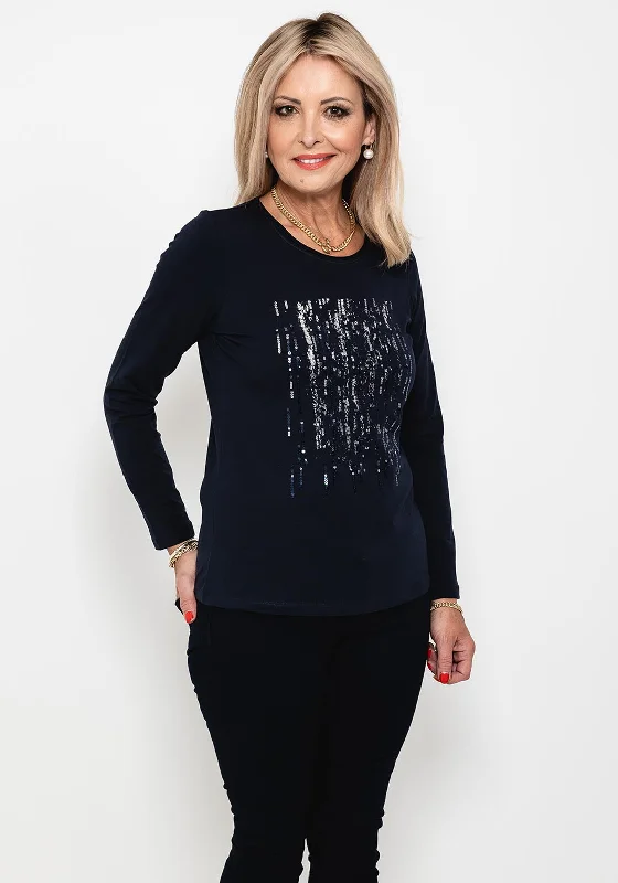 I’cona Animal Metallic Sequin T-Shirt, Navy