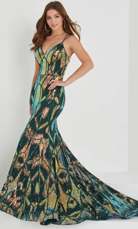 Tiffany Designs by Christina Wu 16019 - Geometric Sequined Prom Gown