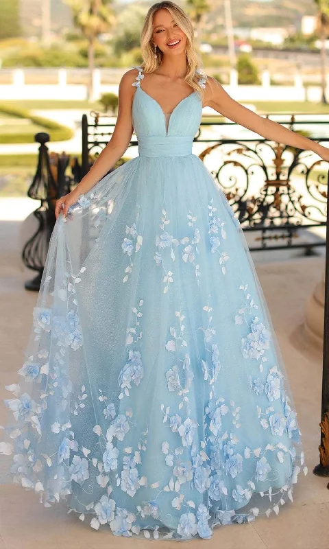 Clarisse 810597 - Floral Appliqued A-line Dreamy Dress