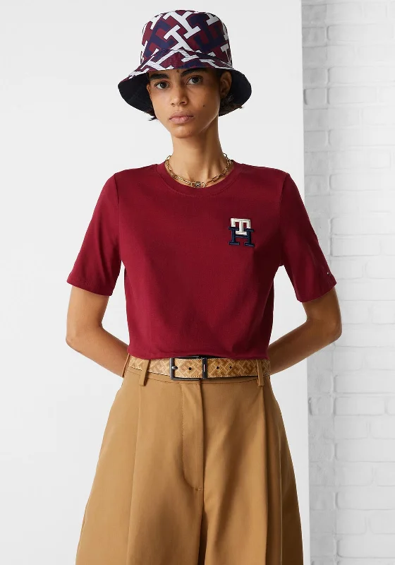 Tommy Hilfiger Womens Monogram Emblem T-Shirt, Rouge