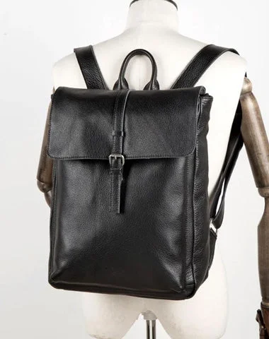Black Fashion Mens Leather 15-inch Computer Backpacks Cool Satchel Backpacks School Backpacks for men Black Fashion Mens Leather 15-inch Computer Backpacks Cool Satchel Backpacks School Backpacks for men
