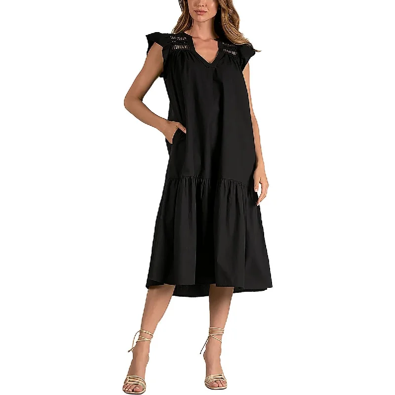 Elan Womens Ladder Lace Midi Midi Dress