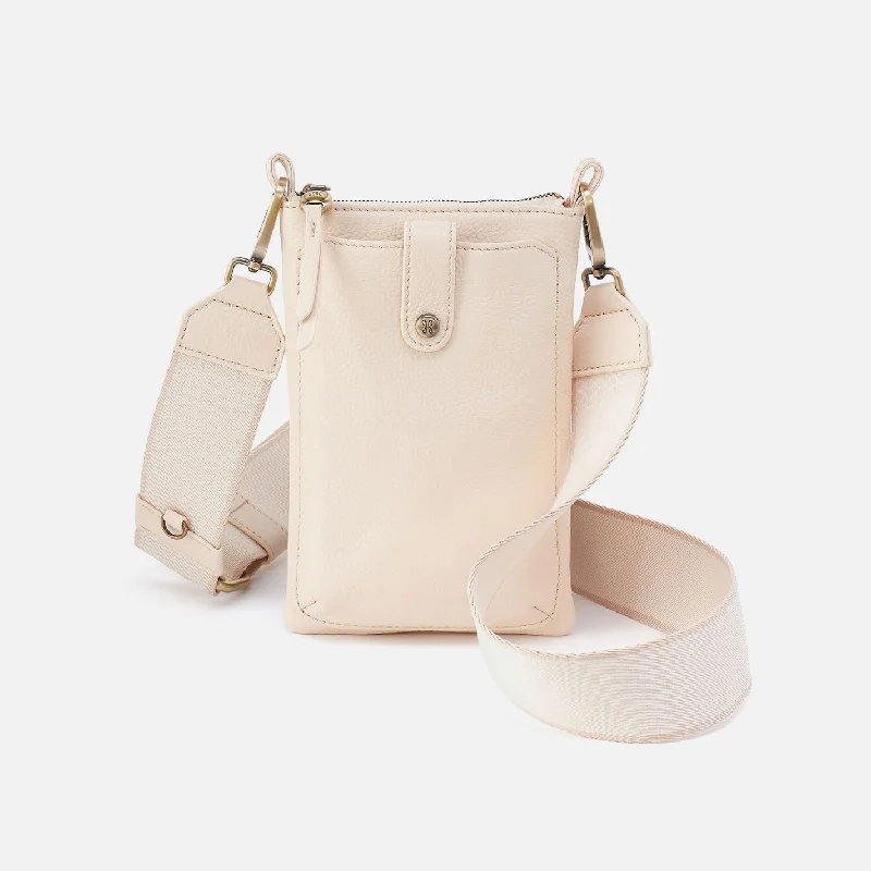 Cass Phone Crossbody In Pebbled Leather - Cream