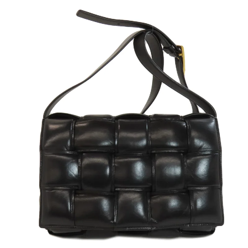 BOTTEGAVENETA Shoulder Bag Calfskin black MAXI INTRECCIATO Women Used Authentic