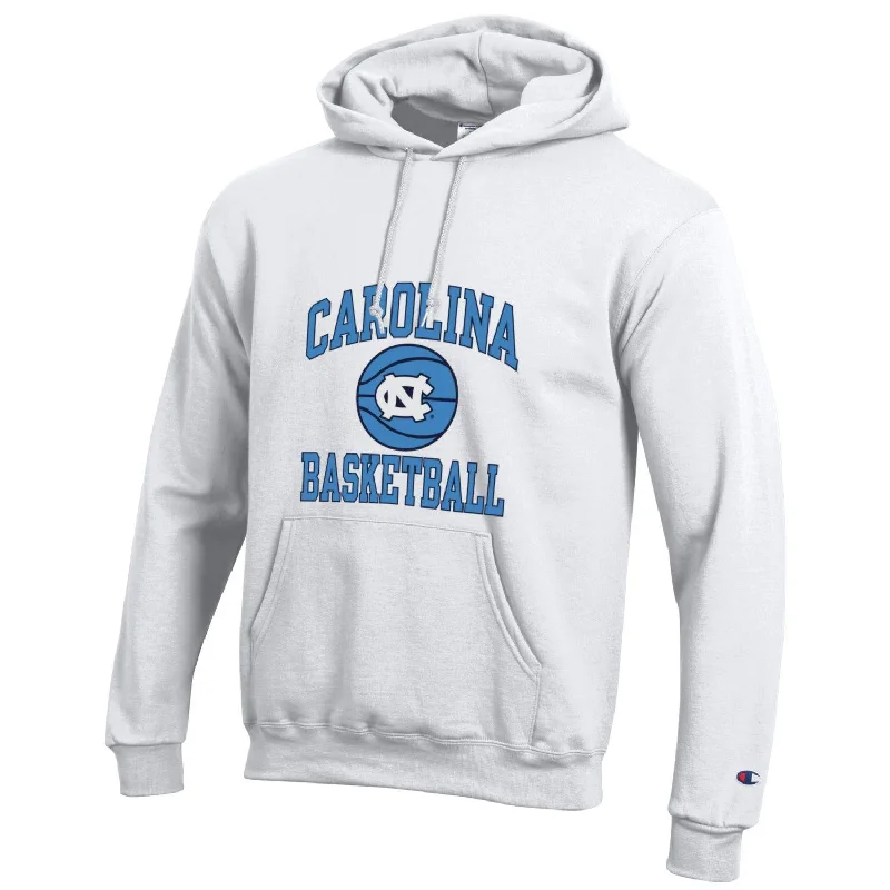 Vintage White Champion Carolina Basketball Hoodie Sweatshirt