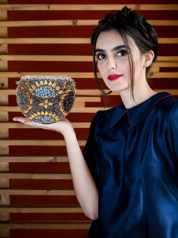 Odette Women Exquisite Embellished Multicolour Clutch