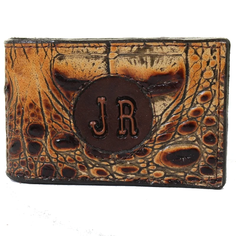 MC154C - Savannah Hornback Gator Print Money Clip w/ Initials