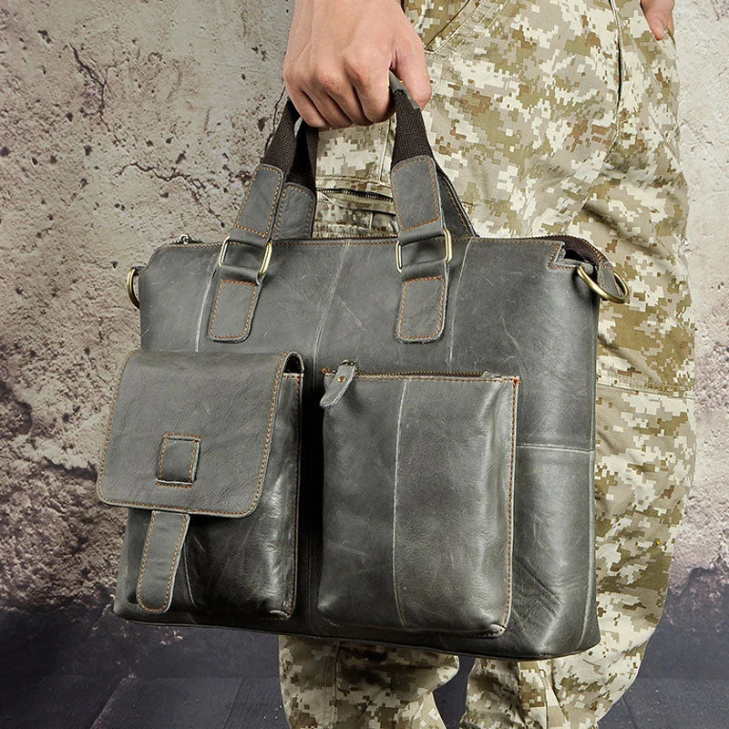 Vintage Leather Laptop Bags Business Bag Work Bag Mens Briefcases for Men