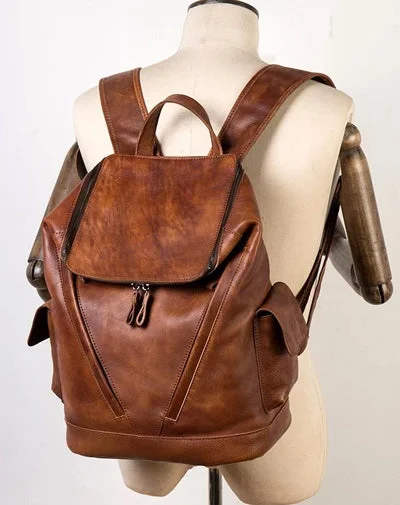 Cool Brown Mens Leather 15-inch Computer Backpacks Fashion Travel Backpacks School Backpack for men Cool Brown Mens Leather 15-inch Computer Backpacks Fashion Travel Backpacks School Backpack for men
