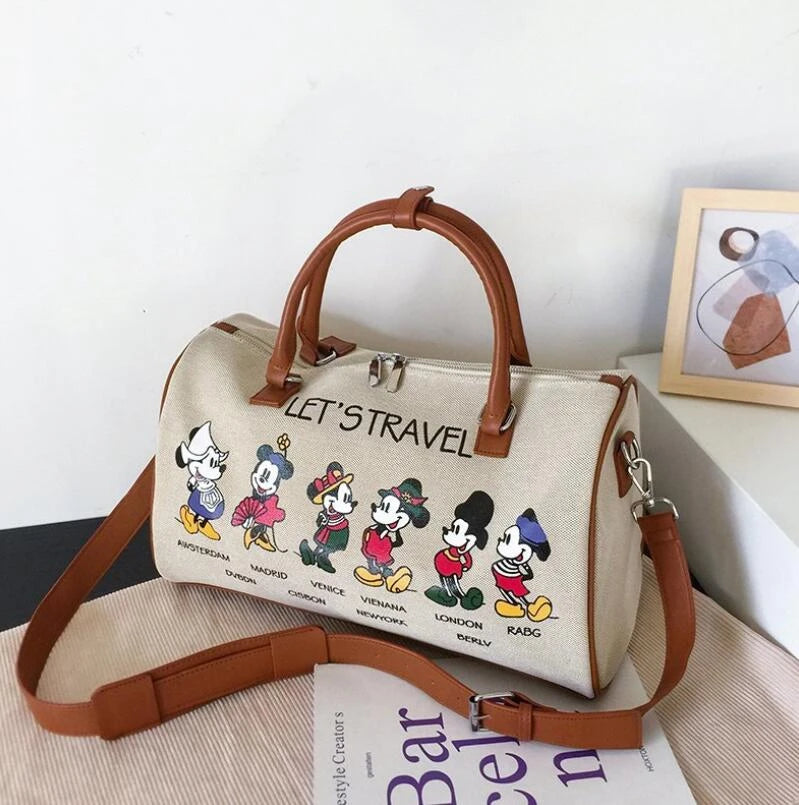 Disney Mickey cartoon canvas handbag Minnie ladies men's messenger bag large capacity shoulder bag S4404237 Disney Mickey cartoon canvas handbag Minnie ladies men's messenger bag large capacity shoulder bag S4404237