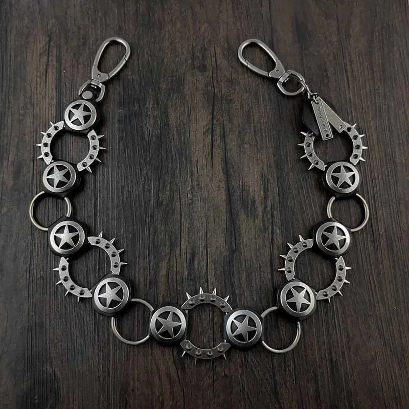 Punk Star Biker Wallet Chains Silver Mens Long Pants Chain Silver Jeans Chain for Men Punk Star Biker Wallet Chains Silver Mens Long Pants Chain Silver Jeans Chain for Men