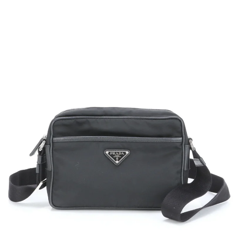 Prada Saffiano Nylon Leather Shoulder Bag (Pre-Owned)