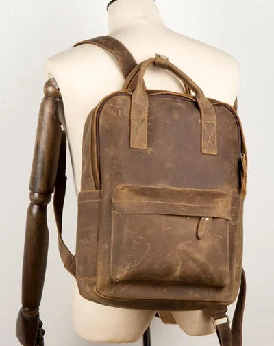 Cool Brown Mens Leather 15-inch Work Backpack Handbag Travel Backpack Computer Backpack for Men Cool Brown Mens Leather 15-inch Work Backpack Handbag Travel Backpack Computer Backpack for Men