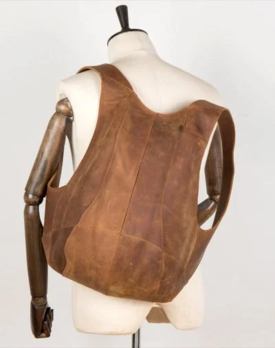 Cool Brown Leather Mens 13 inches Sport Backpack School Backpack Travel Backpack for Men Cool Brown Leather Mens 13 inches Sport Backpack School Backpack Travel Backpack for Men