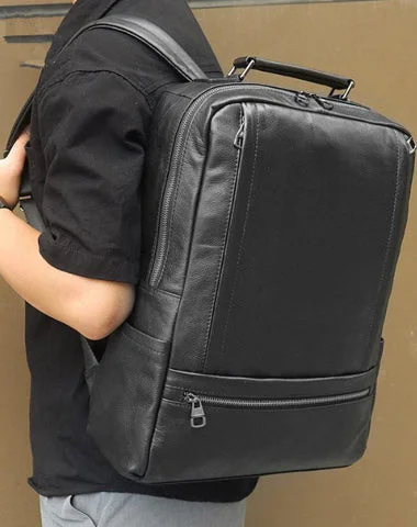 Black Leather Men's 14 inches Large Computer Backpack Black Large Travel Backpack Black Large College Backpack For Men Black Leather Men's 14 inches Large Computer Backpack Black Large Travel Backpack Black Large College Backpack For Men