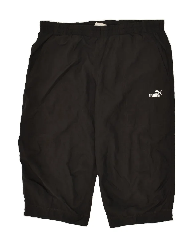 PUMA Mens Graphic Bermuda Sport Shorts Large Black Polyester