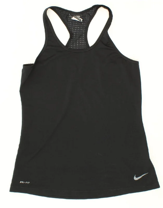 NIKE Womens Dri Fit Vest Top UK 14 Large Black