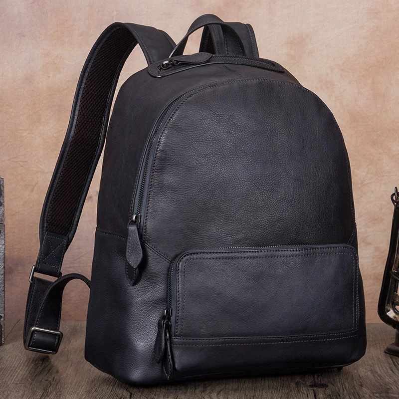 Ladies Vintage Black Leather Rucksack Backpack Purse School  Bags for Women