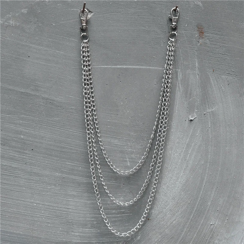 Triple Wallet Chain For Men Badass Stainless Steel Mens Triple Layer Long Pants Chain Triple Wallet Chain For Men Badass Stainless Steel Mens Triple Layer Long Pants Chain