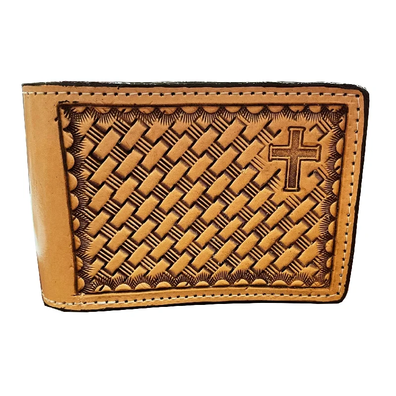 BF01C - Hand-Tooled Mens Bifold Wallet