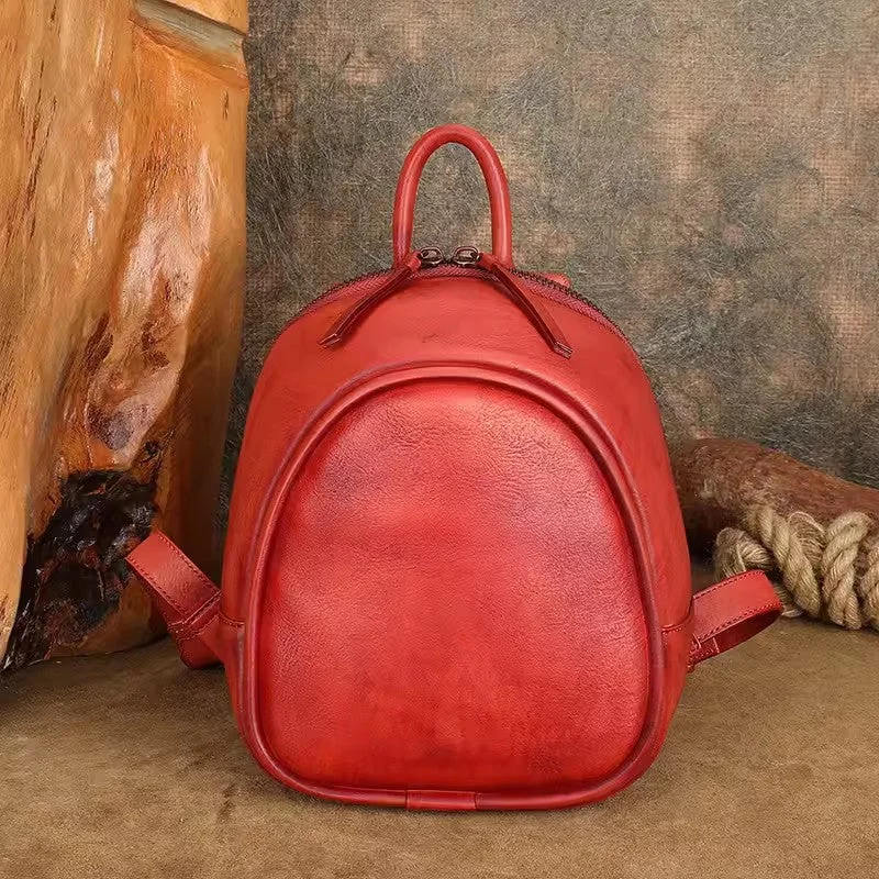 Genuine Leather Backpack Purse Ladies Small Leather Rucksack