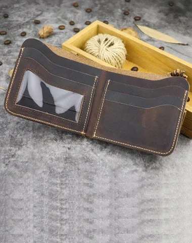 Cool Leather Brown Men's Small Wallet billfold Bifold Wallet Front Pocket Wallet For Men Cool Leather Brown Men's Small Wallet billfold Bifold Wallet Front Pocket Wallet For Men