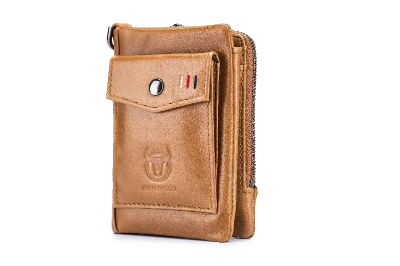 Bullcaptain Leather Biflod Rfid Blocking Men Wallet Minimalist with Zipper Coin Pocket and Hasp Pocket - 057 Bullcaptain Leather Biflod Rfid Blocking Men Wallet Minimalist with Zipper Coin Pocket and Hasp Pocket - 057