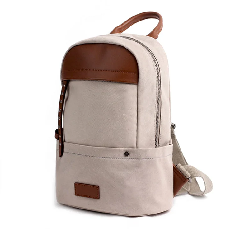 Green Canvas and Leather Rucksacks Bag Hiking Backpack Purse for Women