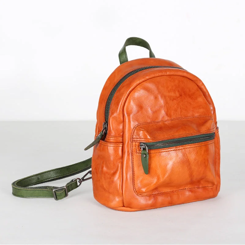 Vintage Style Ladies Mini Genuine Leather Backpack Purse Bookbag for Women