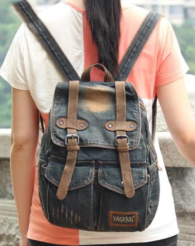 Denim Blue Mens 12 inches Backpack School Backpack Blue Jean Travel Backpacks For Men Denim Blue Mens 12 inches Backpack School Backpack Blue Jean Travel Backpacks For Men