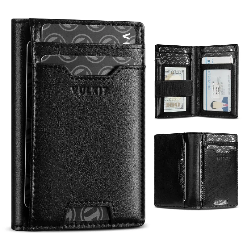 VW123 - Palm-Size RFID Blocking Slim Leather Credit Card Holder, 10 Slots with Money Band VW123 - Palm-Size RFID Blocking Slim Leather Credit Card Holder, 10 Slots with Money Band