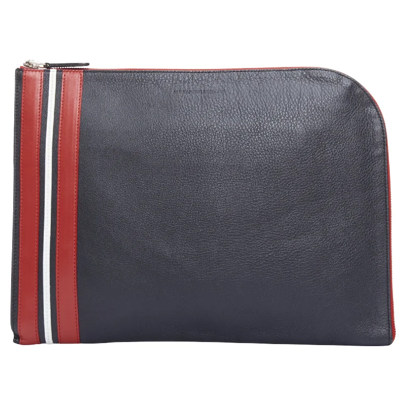 Alexander Mcqueen Stripes Leather Portfolio Clutch Bag