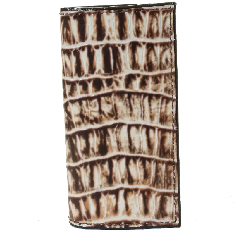 CB47 - Cream Vintage Gator Print Checkbook Wallet
