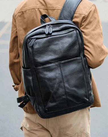 Black Cool Leather Mens School Backpack College Backpack 15" Black Computer Backpack For Men Black Cool Leather Mens School Backpack College Backpack 15" Black Computer Backpack For Men