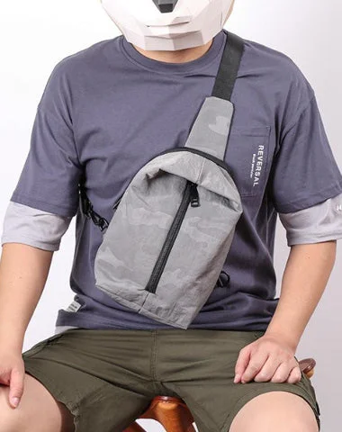 Cool Black Nylon Men's Sling Bag Camouflage Chest Bag Nylon One shoulder Backpack Sports Bag For Men Cool Black Nylon Men's Sling Bag Camouflage Chest Bag Nylon One shoulder Backpack Sports Bag For Men