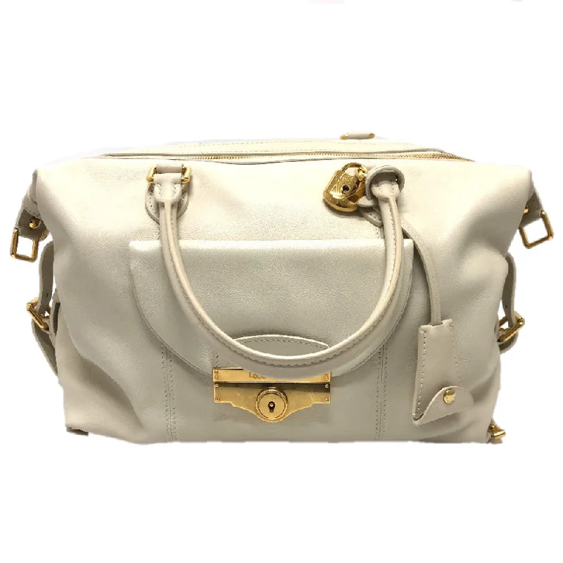 LOUIS VUITTON Boston Duffel bag leather white Sac Louis