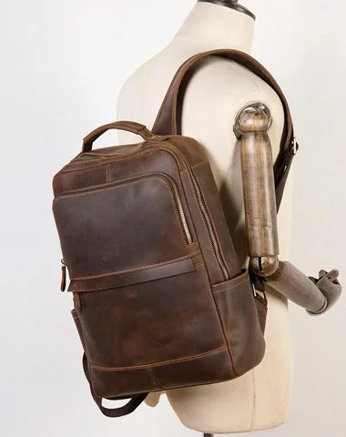 Black Casual Mens Leather 15-inch Computer Backpacks Brown Travel Backpacks School Backpacks for men Black Casual Mens Leather 15-inch Computer Backpacks Brown Travel Backpacks School Backpacks for men