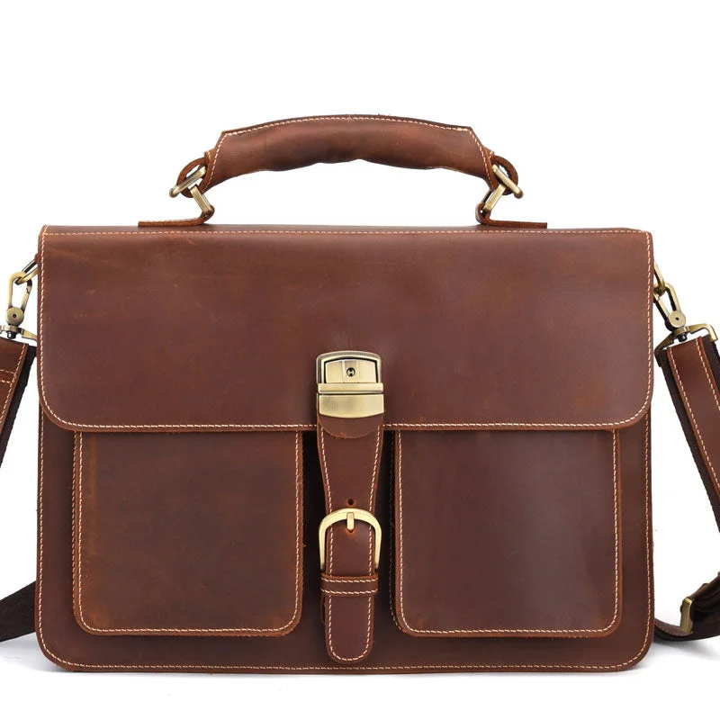 Leather Men Vintage Briefcase Laptop 15inch Handbags Shoulder Bags Work Bag For Men Leather Men Vintage Briefcase Laptop 15inch Handbags Shoulder Bags Work Bag For Men