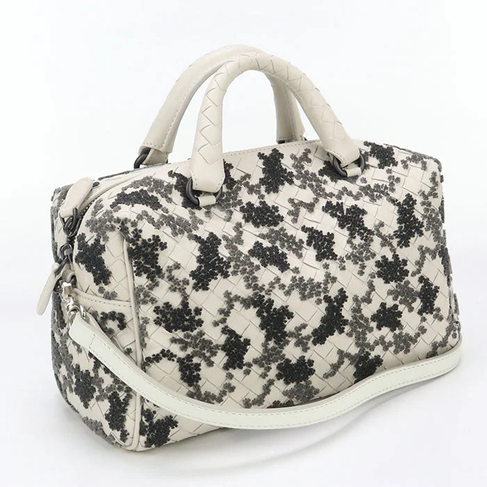 BOTTEGA VENETA 2WAY Handbag mini Boston bag INTRECCIATO  leather White Women