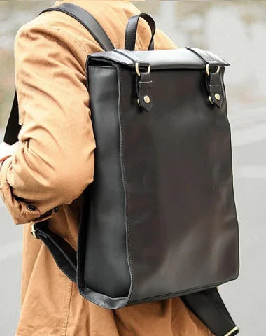 Cool Black Leather Mens Travel Backpack Work Handbag 14 inches Work Backpack For Men Cool Black Leather Mens Travel Backpack Work Handbag 14 inches Work Backpack For Men