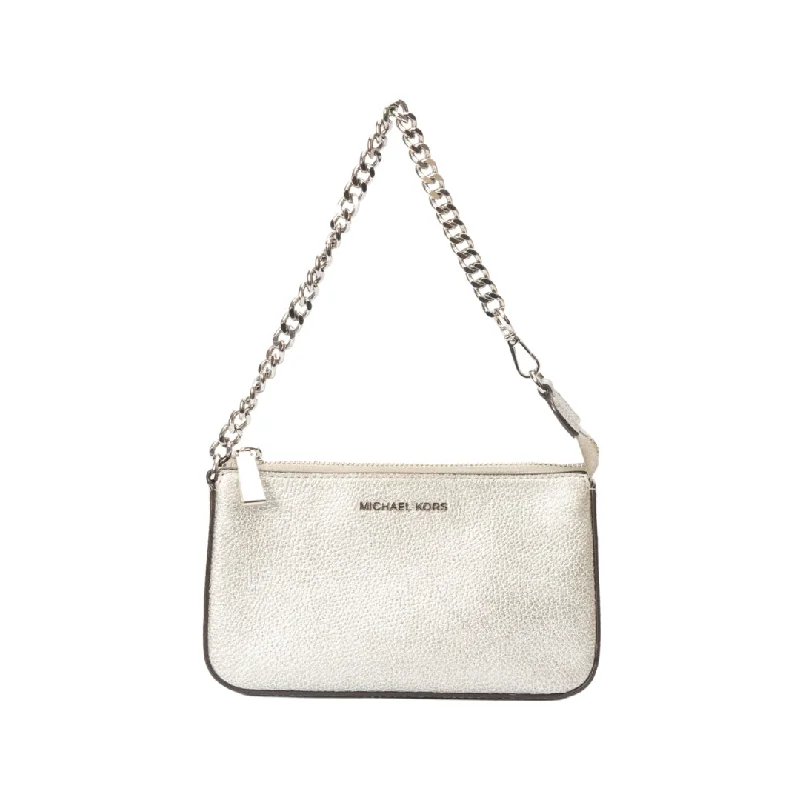 Michael Kors Silver Metallic Leather Shoulder Bag