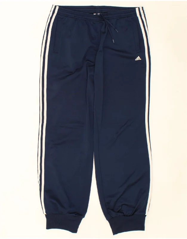ADIDAS Womens Tracksuit Trousers Joggers UK 12/14 Medium Navy Blue