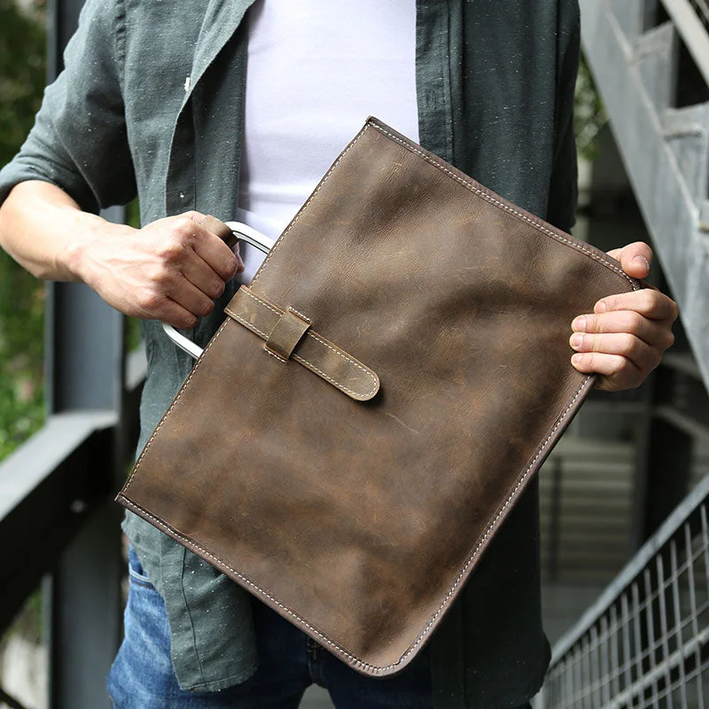 Slim Leather Mens Cool Briefcase Work Bag Business Bag Laptop Bag for men