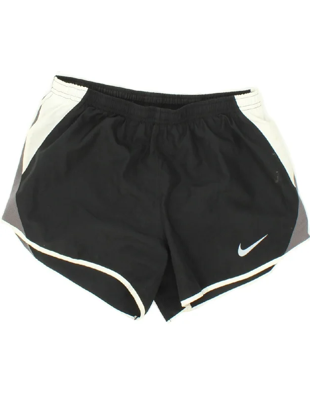 NIKE Womens Sport Shorts UK 10 Small  Black Colourblock Polyester