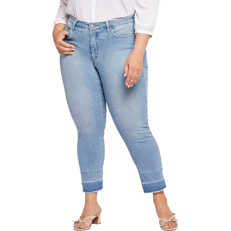 NYDJ Womens Plus Sheri Slim Lift Tuck Technology Raw Hem Ankle Jeans